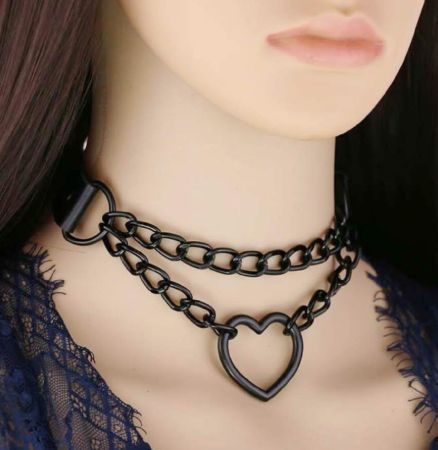 Heart Charm Layered Choker