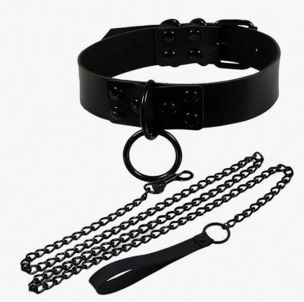 Adjustable Goth Style Exaggerated Leash Collar Necklace Accessory Set