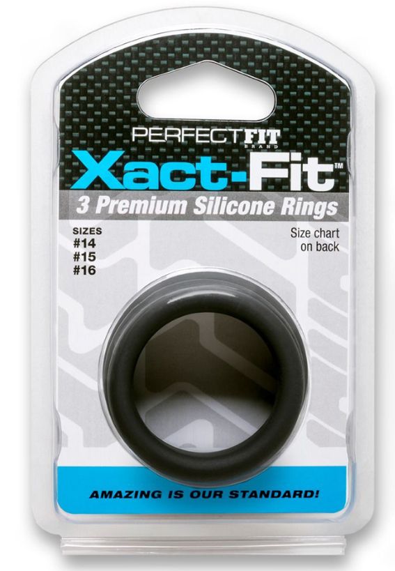 Xact-Fit Silicone Rings #14, #15, #16 Medium Black