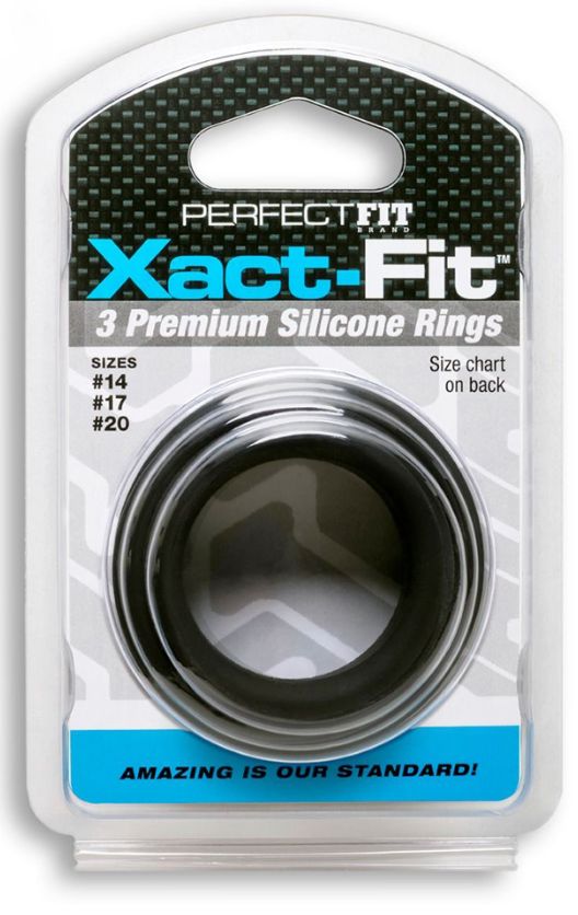 Xact-Fit Silicone Rings #14, #17, #20 Mixed Black