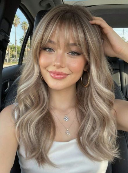Ombre 20-Inch Long Curly Wig With Bangs