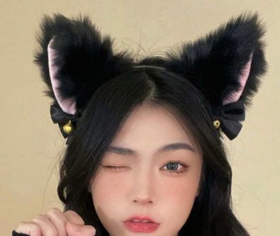 Cute 1pc Bell &amp; Black Cat Ear Shape Hairband