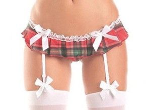 Womens Crotchless Schoolgirl Gartini