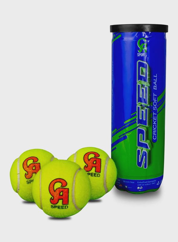 CA Speed Soft Cricket Ball Tennis Tape Ball (Yellow) | 3 Pcs Pack