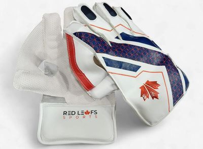 Red Leafs Players - Boys Wicket Keeping Gloves - Navy/White