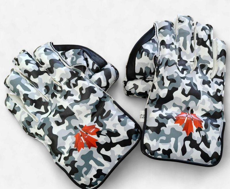 Red Leafs Players Wicket Keeping Gloves - Camo