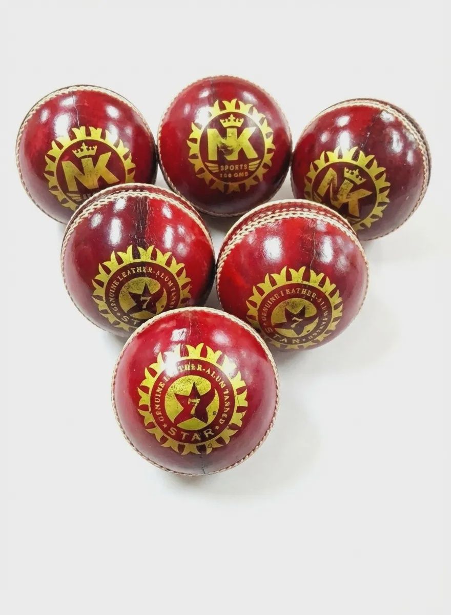 NK 7-Star Premium Leather Cricket Ball, Color: Red