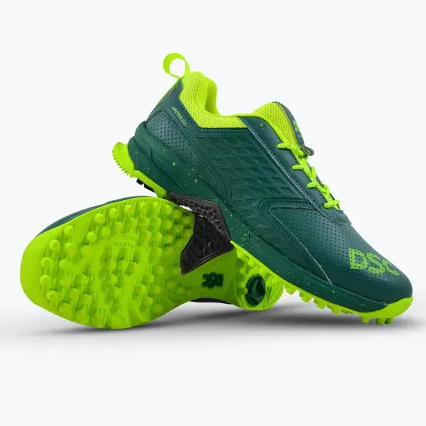 DSC Jaffa 22 Cricket Shoes Army Green | Rubber Spikes, Shoe Size: UK12/US13