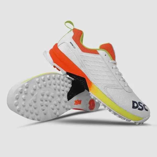 DSC Jaffa GT Cricket Shoes White/Yellow/Orange