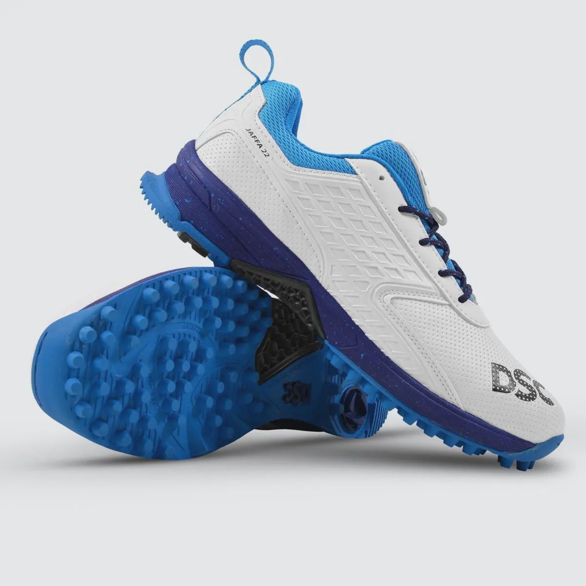 DSC Jaffa 22 Cricket Shoes - White/Navy Blue, Shoe Size: UK10/US11