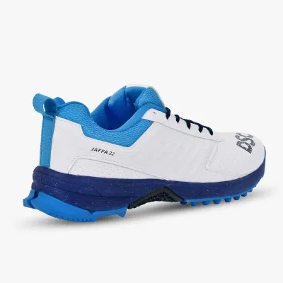 DSC Jaffa 22 Cricket Shoes White/Navy Blue | Rubber Spikes