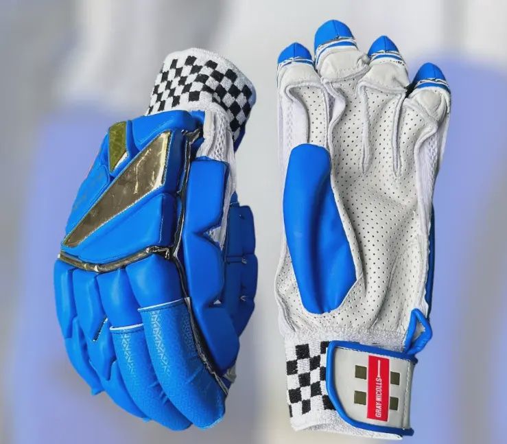 Gray Nicolls Batting Gloves - Gold Edition (BLUE), RH/LH: Left Hand