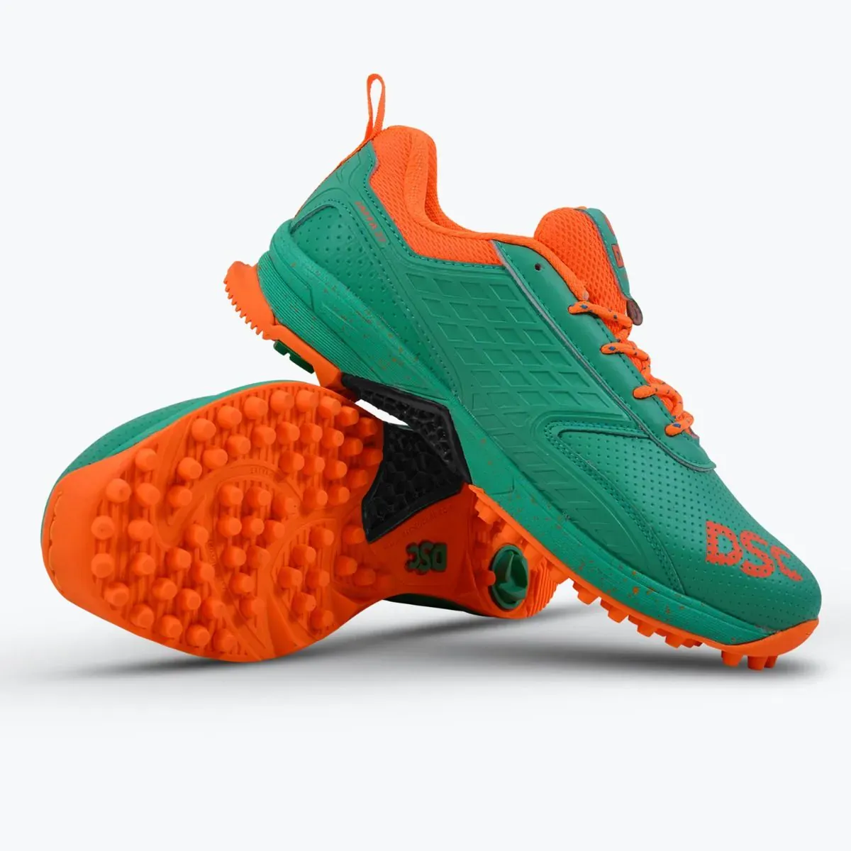 DSC Jaffa 22 Cricket Shoes Green | Rubber Spikes, Shoe Size: UK8/US9