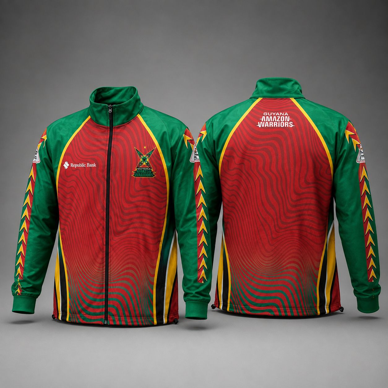 Guyana Amazon Warriors Jacket – Green &amp; Red, Garment Size: s