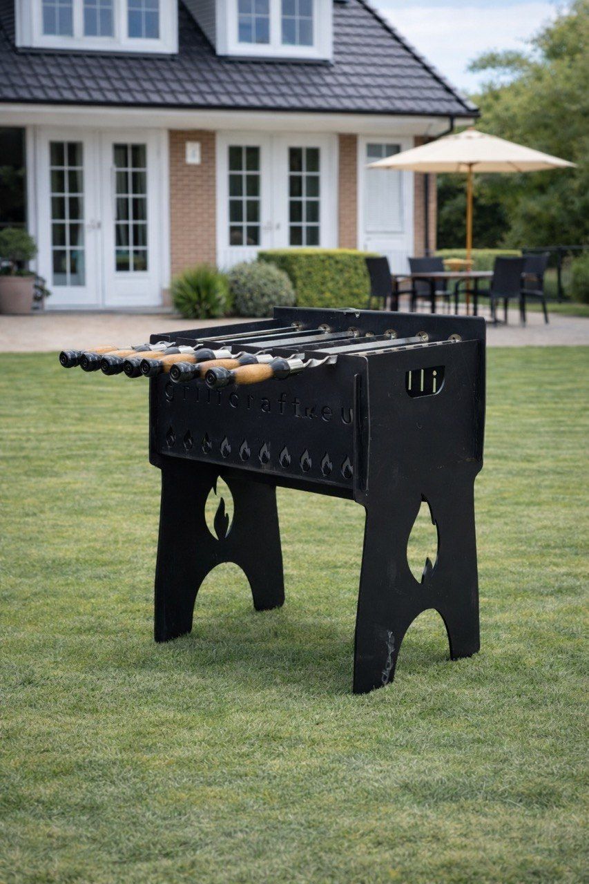 Flat-Pack Grill with Automatic Skewer Rotation (6 Skewers)