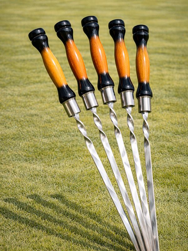 Premium Stainless Steel Skewer with Wooden Handle