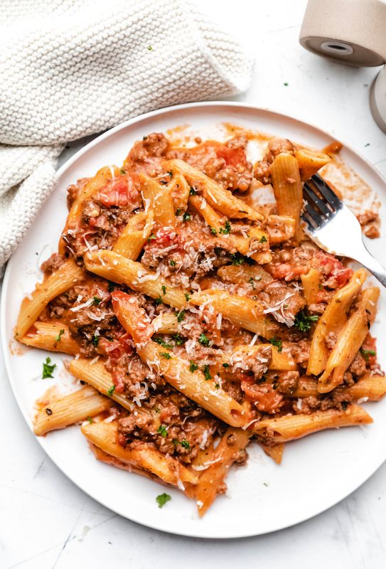 Ground Beef Penne Rosa