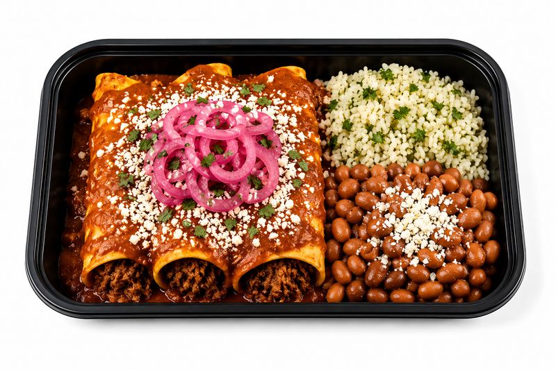 Shredded Beef Red Chili Enchiladas