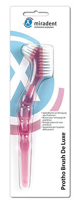 Зубная щетка Miradent для ухода за зубными протезами Розовая