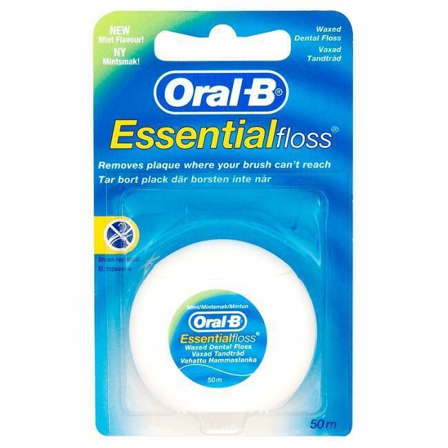 Нить вощеная мятная Oral-B Essential, 50 м Нить вощеная мятная Oral-B Essential, 50 м