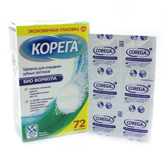 КОРЕГА Био Формула таблетки д/очищения зубных протезов, 72 шт. КОРЕГА Био Формула таблетки д/очищения зубных протезов, 72 шт.