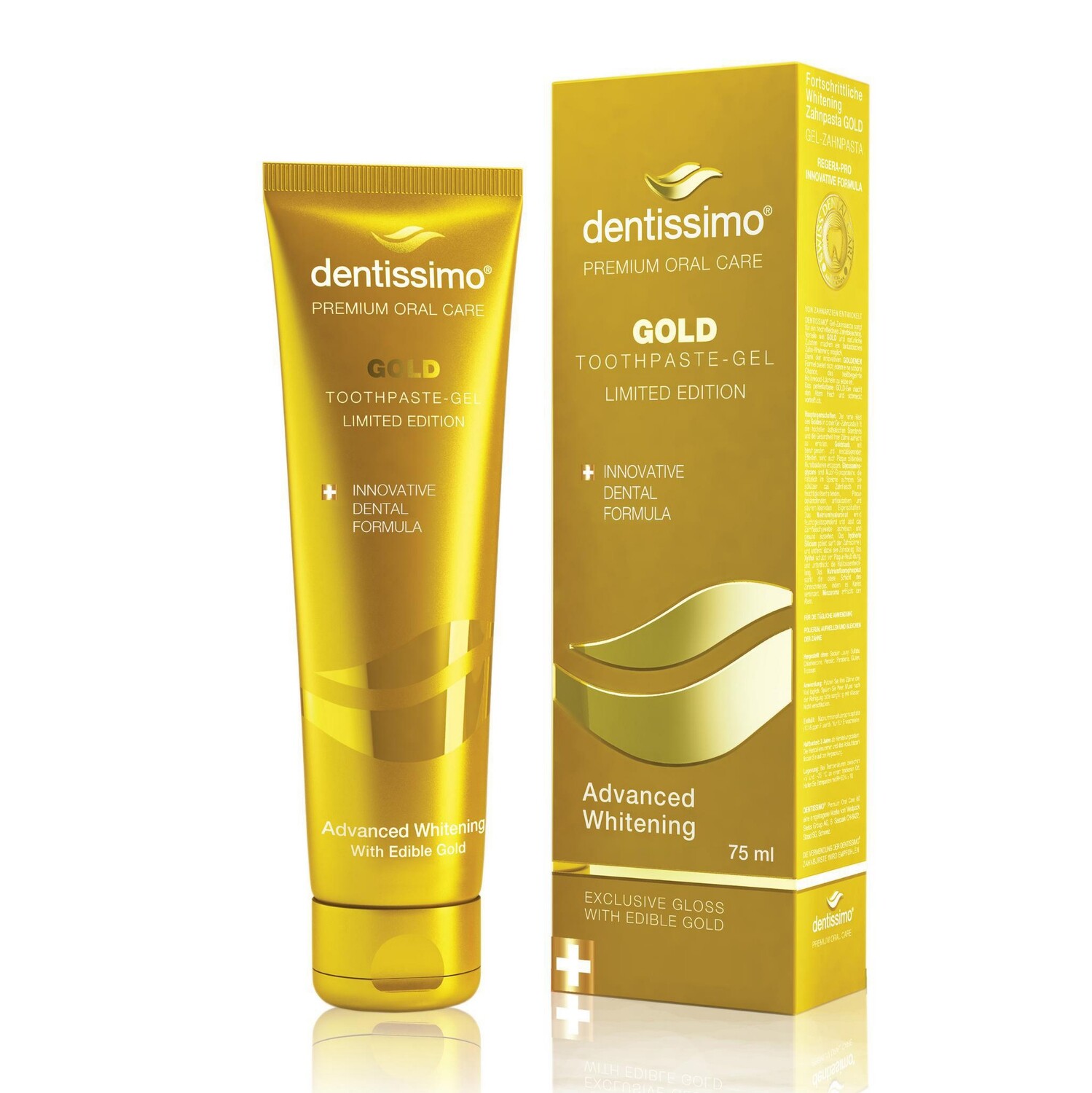 Dentissimo отбеливающая паста с частицами золота Advanced Whitening Gold 75мл Dentissimo отбеливающая паста с частицами золота Advanced Whitening Gold 75мл