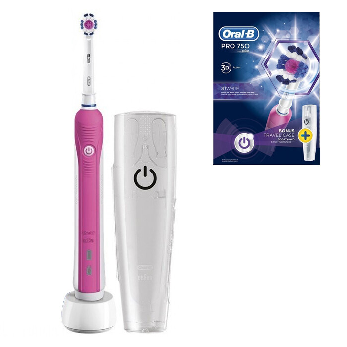 Электрическая зубная щетка Oral-B Pro 750 Pink + футляр Электрическая зубная щетка Oral-B Pro 750 Pink + футляр