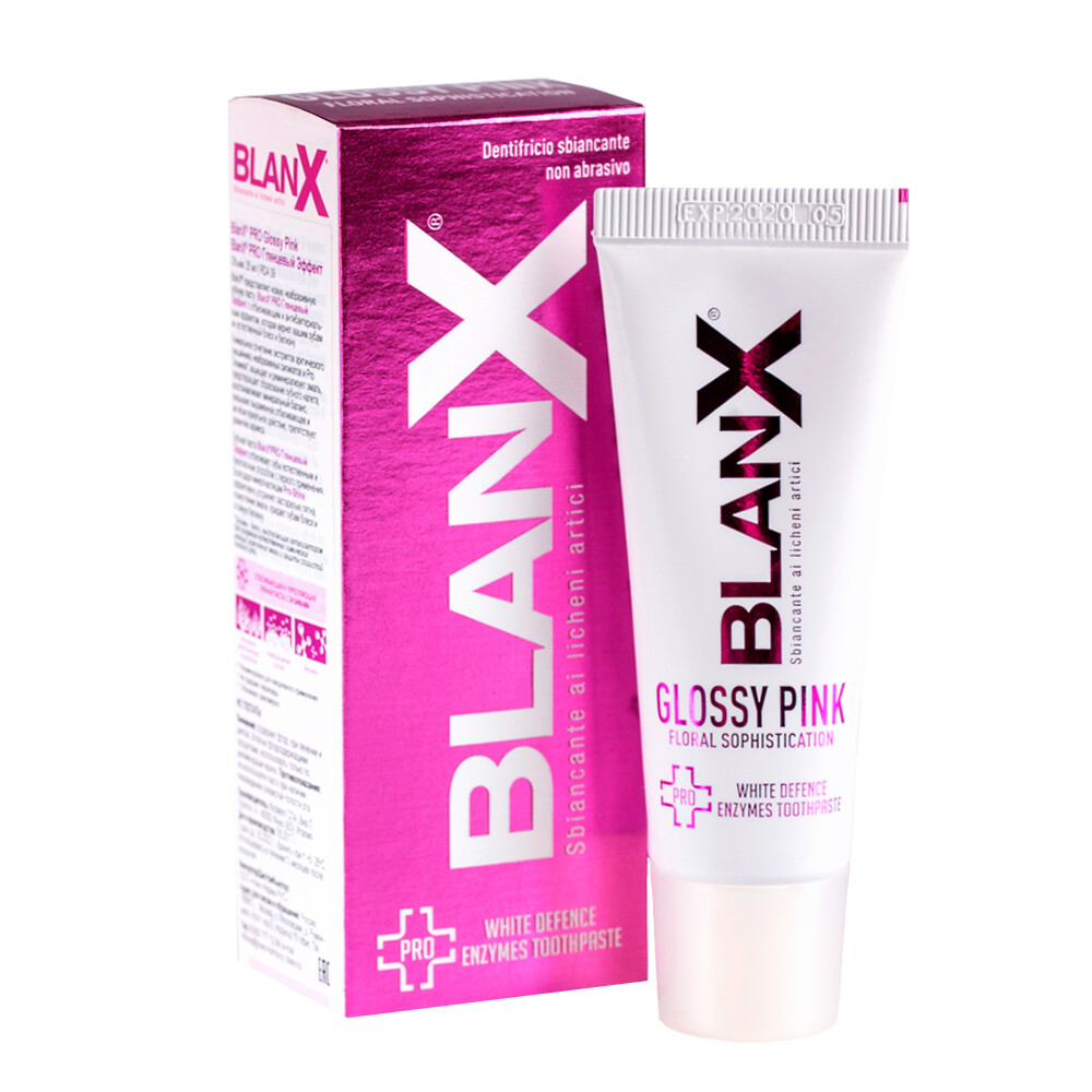Отбеливающая зубная паста BlanX Pro Glossy Pink Глянцевый эффект, 25 мл. Отбеливающая зубная паста BlanX Pro Glossy Pink Глянцевый эффект, 25 мл.