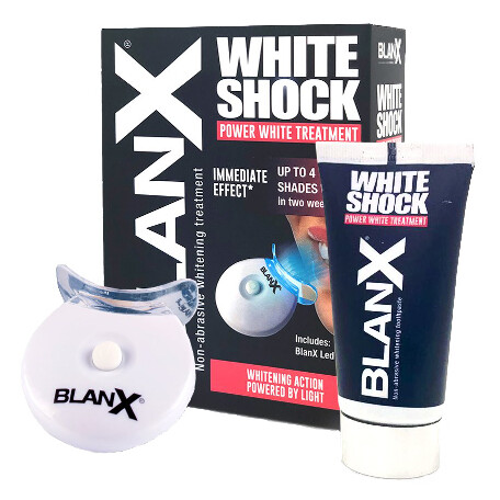 Зубная паста BlanX White Shock Treatment + с лампой-активатором LED Bite