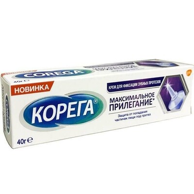 Крем КОРЕГА для фиксации зубных протезов Максимальное Прилегание, 40 г