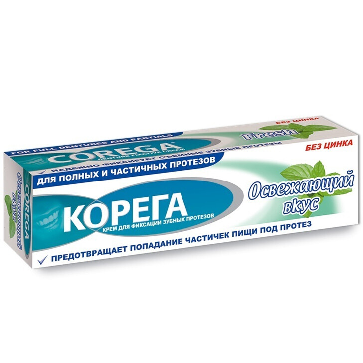 Корега крем для фиксации зубных протезов Освежающий вкус, 40 г Корега крем для фиксации зубных протезов Освежающий вкус, 40 г