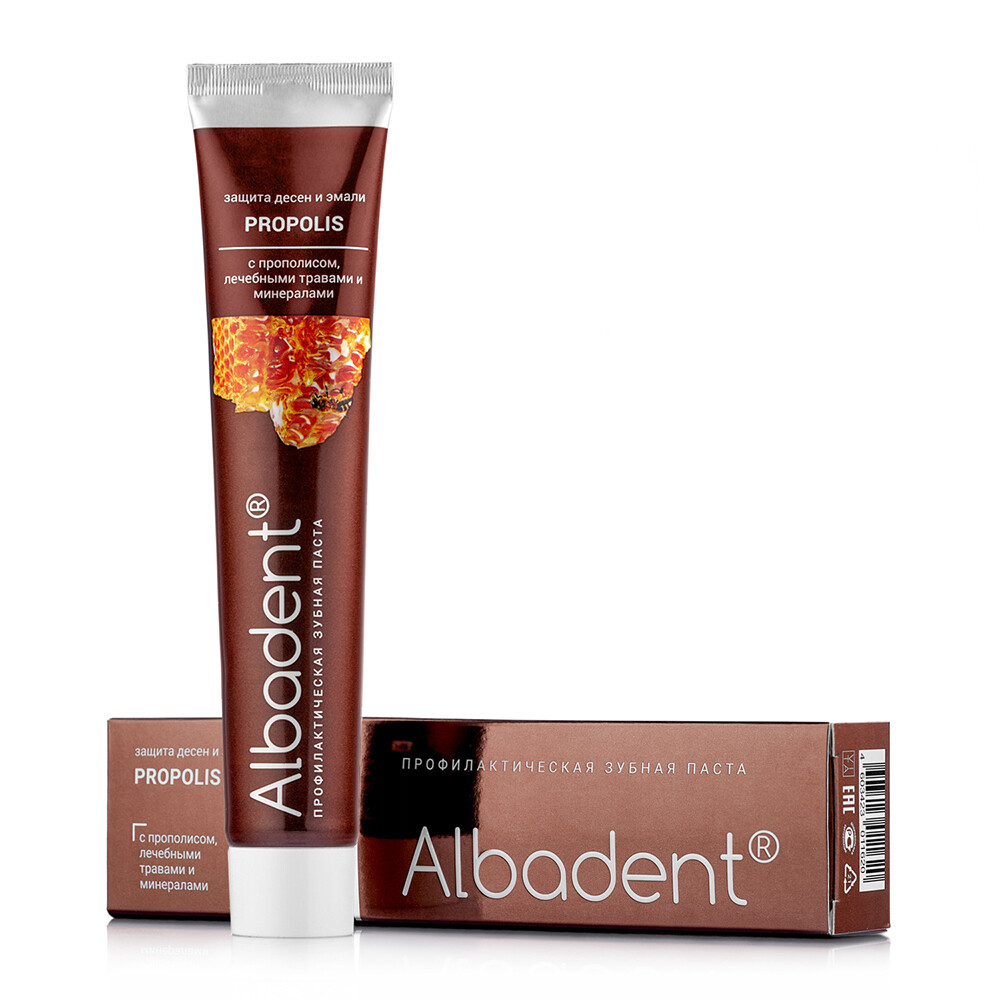 Зубная паста Альбадент Propolis Защита десен и эмали Зубная паста Альбадент Propolis Защита десен и эмали