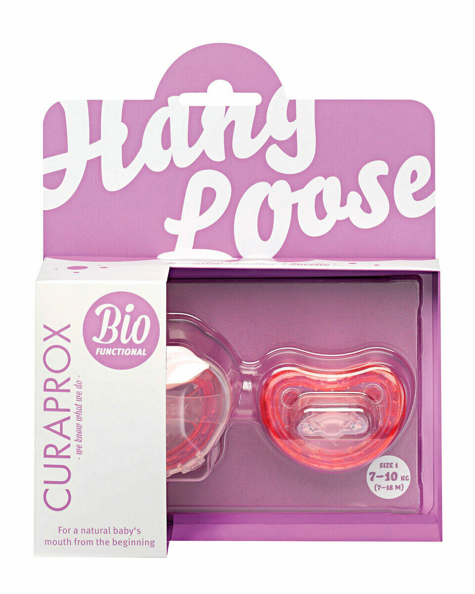 Набор из двух био-функциональных сосок CURAPROX розовые, размер 1 (7-10 кг, 7-18 мес.) BabyS pink 1