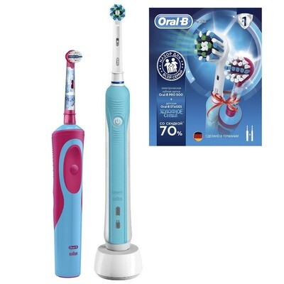 Набор из двух электрических зубных щеток ORAL-B Professional Care 500 + детская зубная щетка Vitality Stages Power Frozen