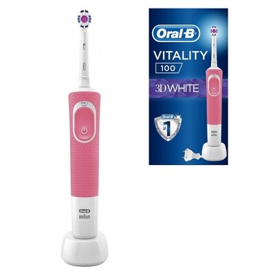 Электрическая зубная щетка Oral-B Vitality 100 3D White РОЗОВАЯ D100.413.1