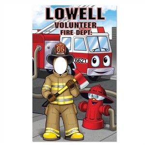 Firefighter with Background Photo Prop