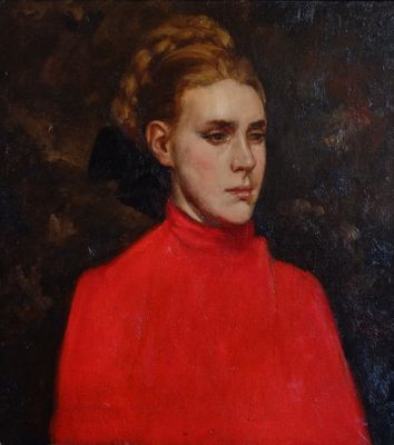 Original 1930's Oil Painting Portrait of a Seated Woman
