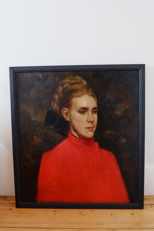 Original 1930's Oil Painting Portrait of a Seated Woman