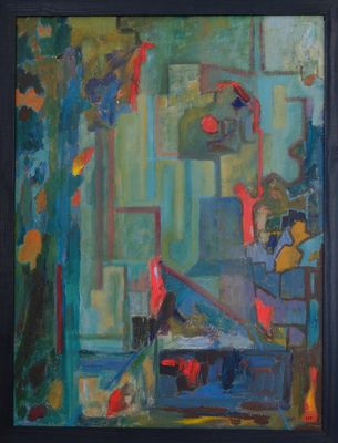 Original Mid Century Abstract Oil Painting