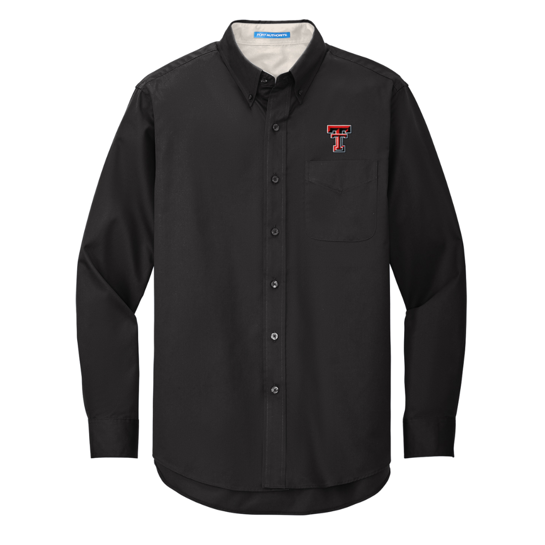 Easy Care Long Sleeve Button-Down , Color: Black, Size: S