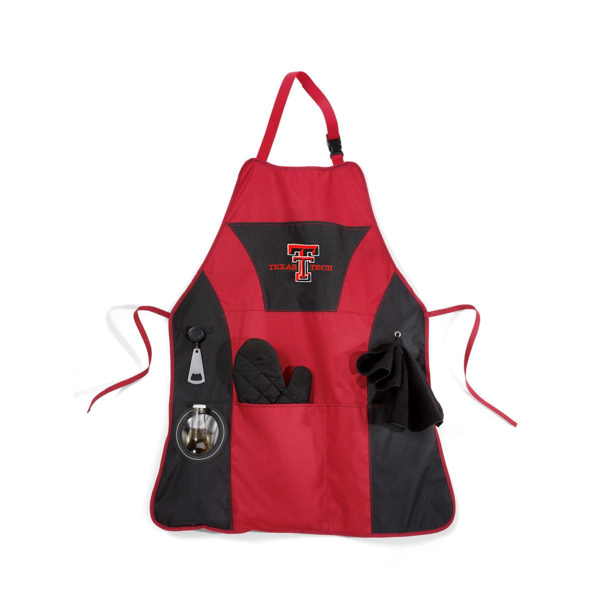 Grill Master Apron Kit w/ Double T, Color: Red/Black, Size: OSFM