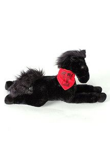Stuffed Horse w/ Double T Bandana, Color: Black/Red, Size: Small