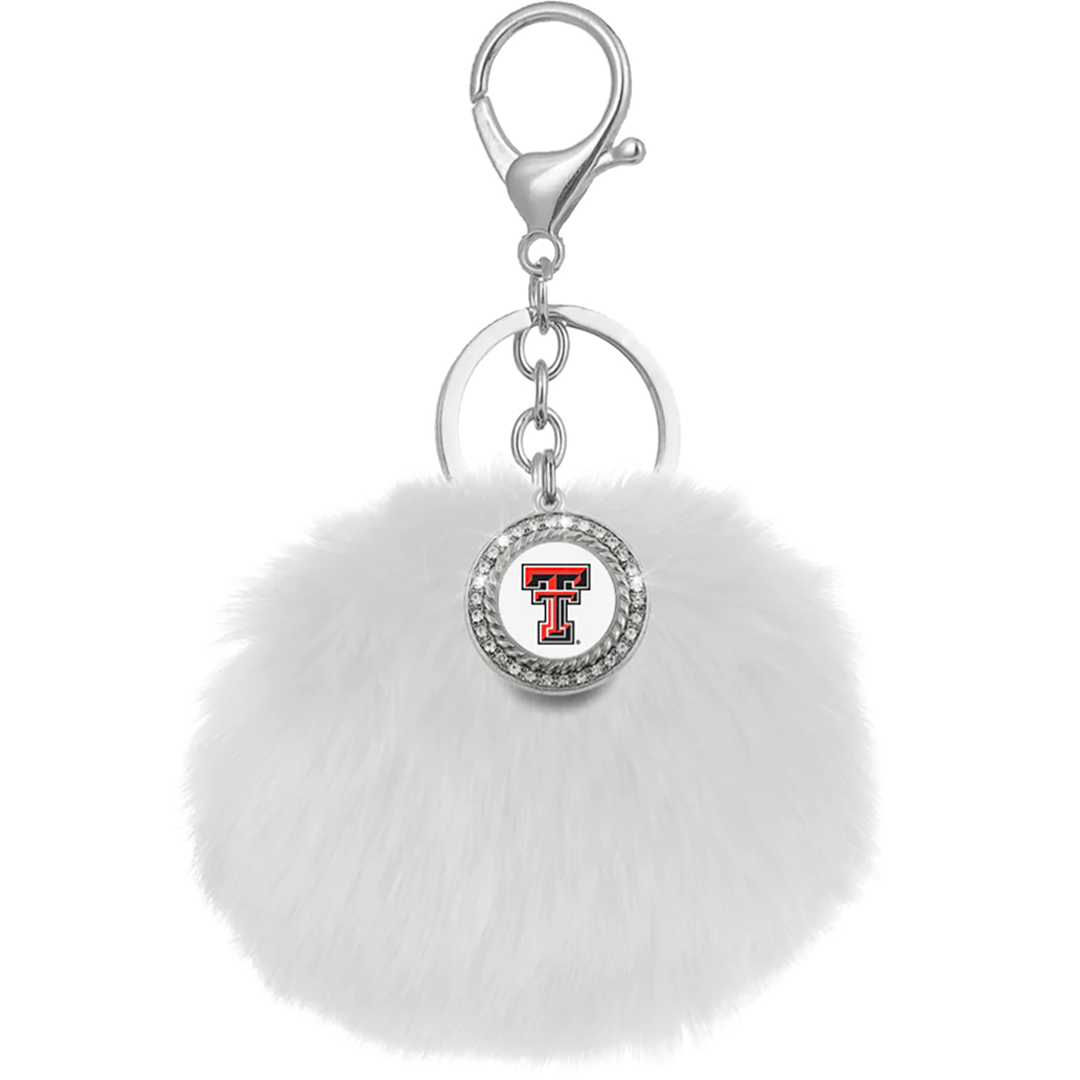 Pom Pom Keychain with Circle Rhinestone 