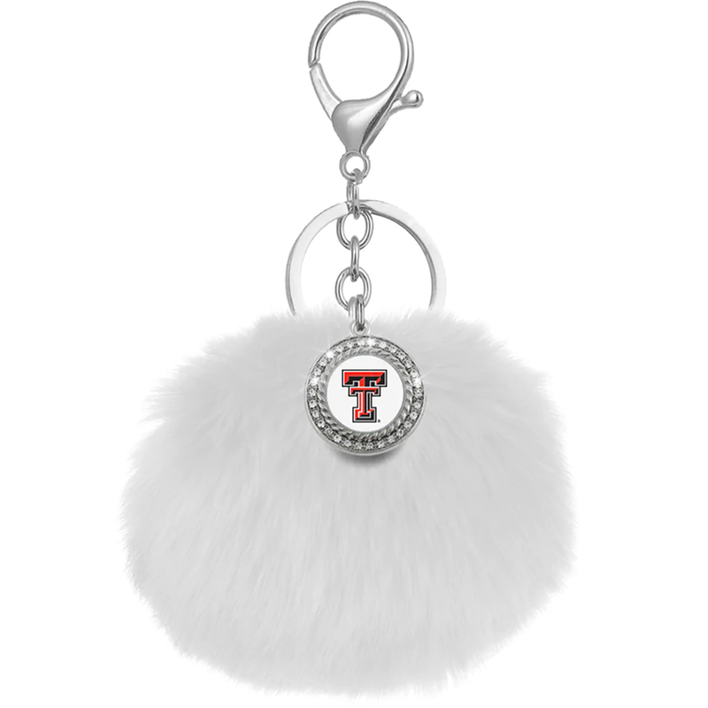 Pom Pom Keychain with Circle Rhinestone 
