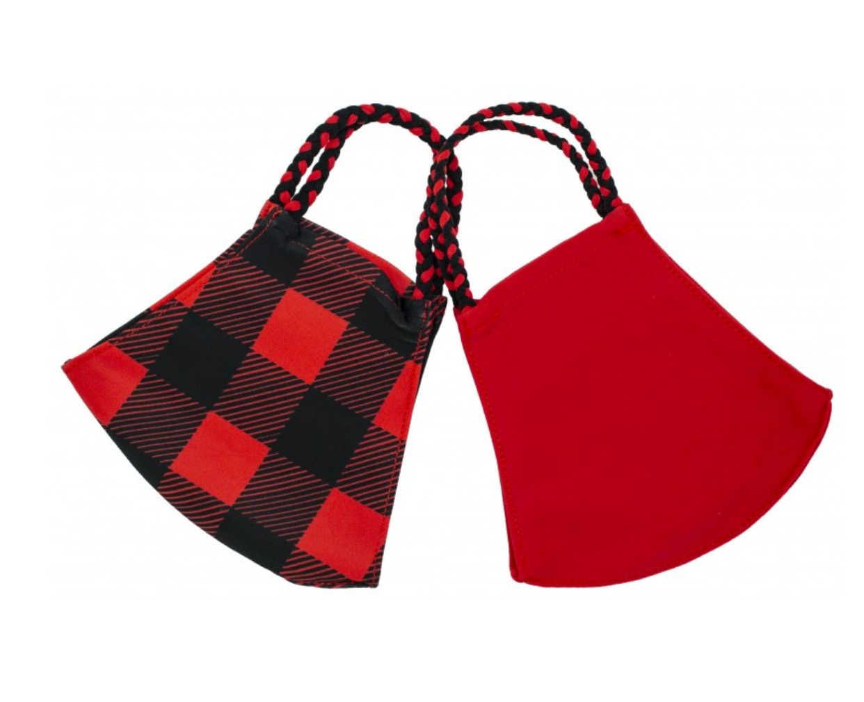 Pom Mask 2 Pack, Color: Red/Black Buffalo Check