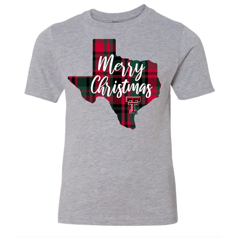 Christmas Plaid Texas Youth Short Sleeve Tee