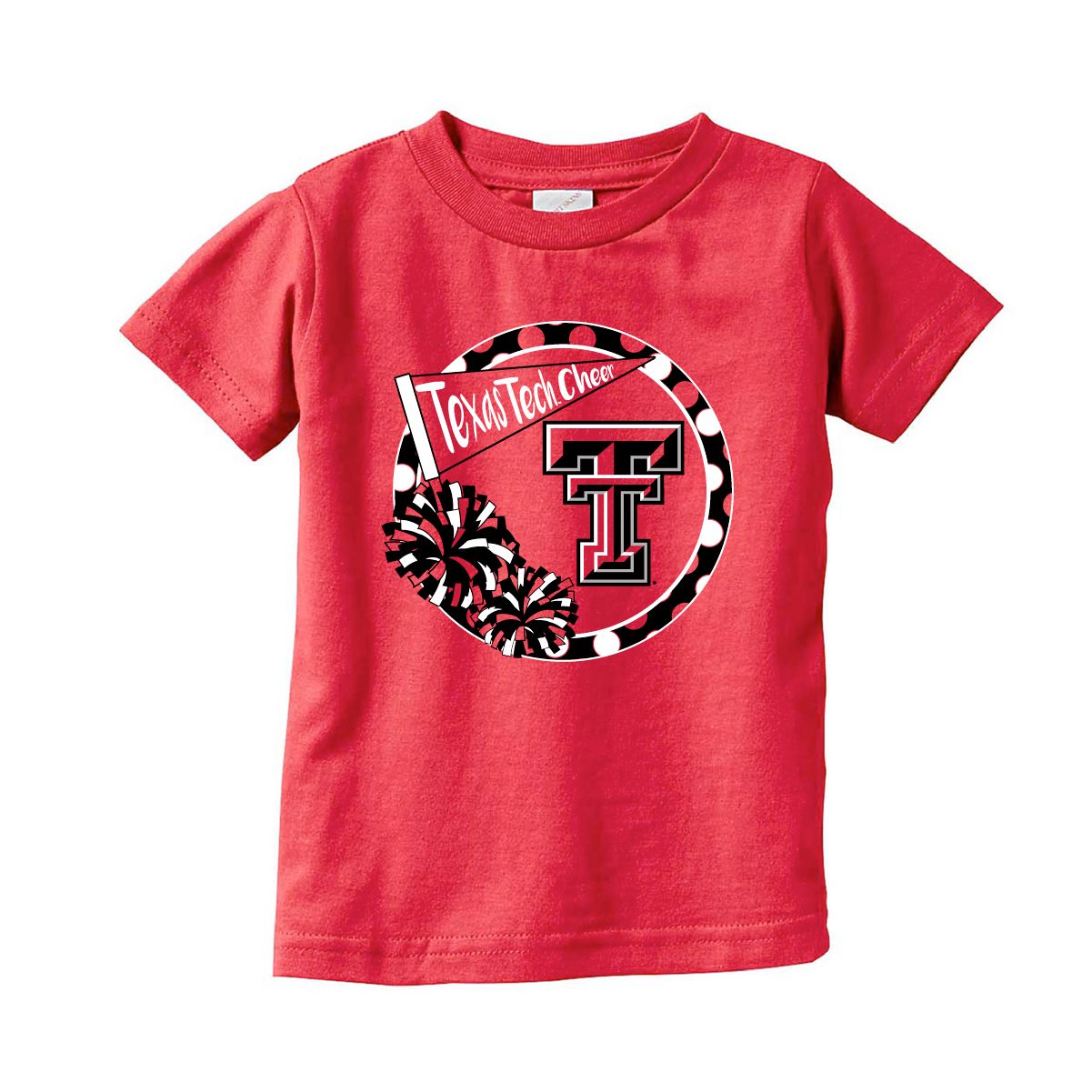 Cheer Dot Spirit Toddler Short Sleeve Tee, Color: Red, Size: 4T