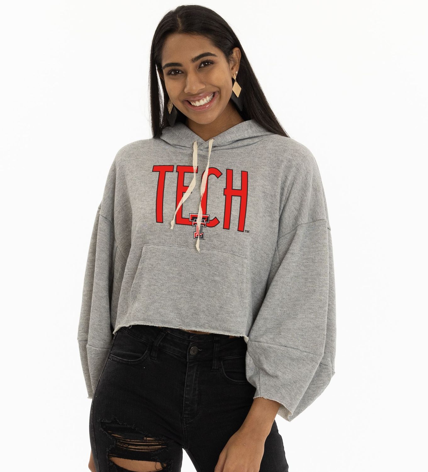 Delilah Balloon Sleeve Crop Hoodie