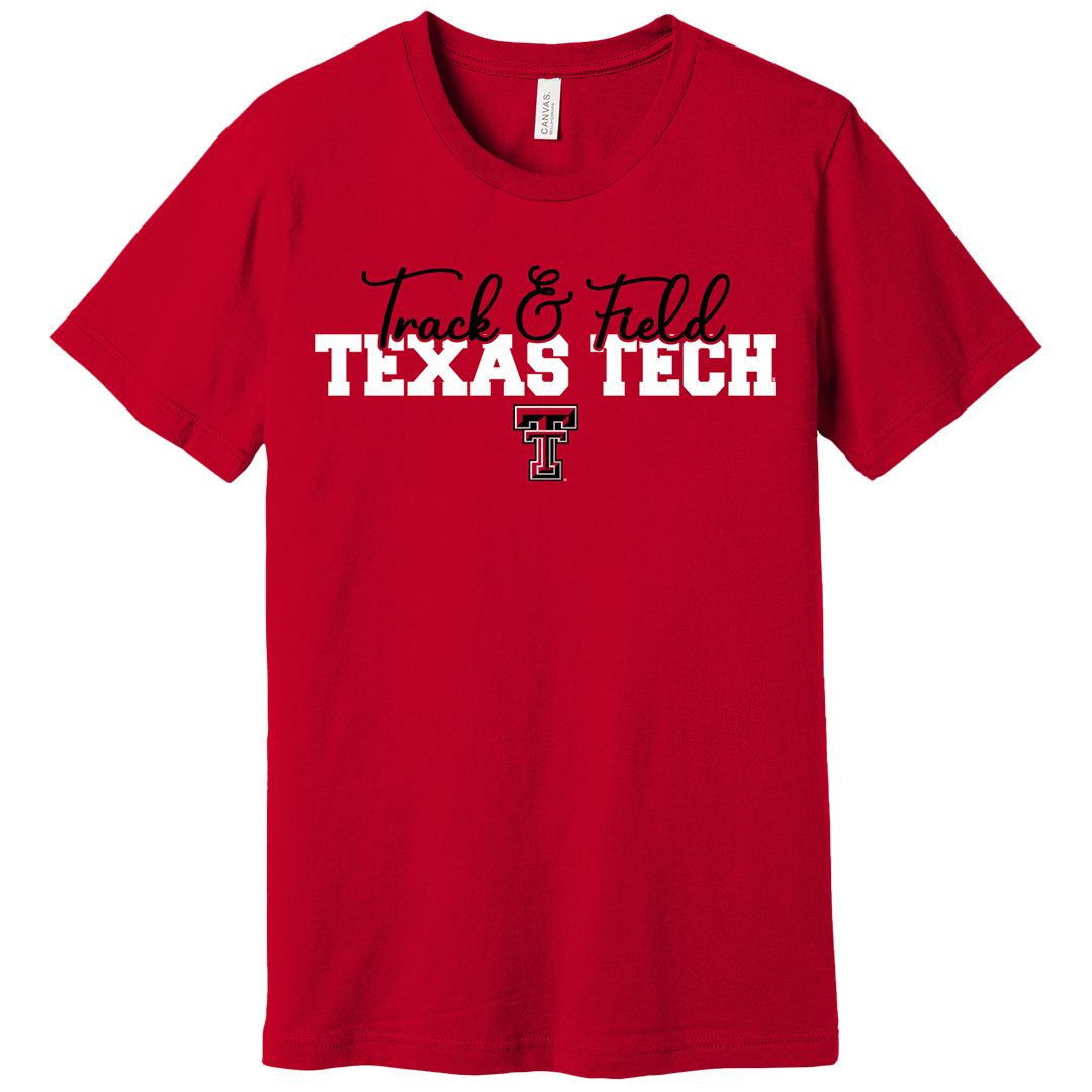 Track &amp; Field Script Short Sleeve Tee, Color: Red, Size: SM