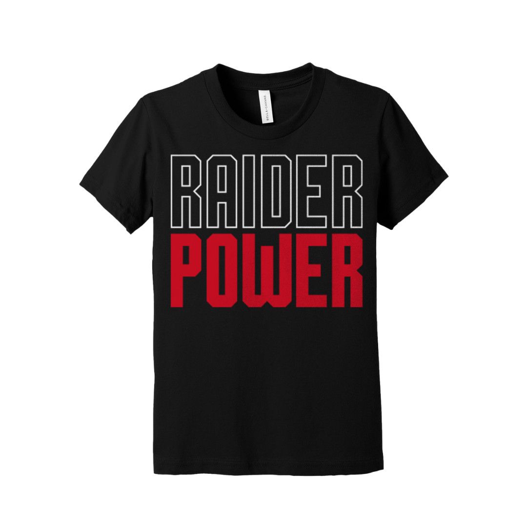 Raider Power Youth Short Sleeve Tee, Color: Black, Size: SM (6-8)